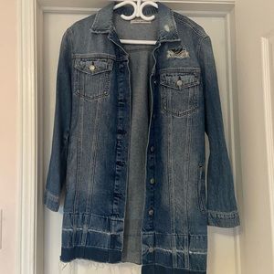 bnwot SIMONS long distressed denim jacket